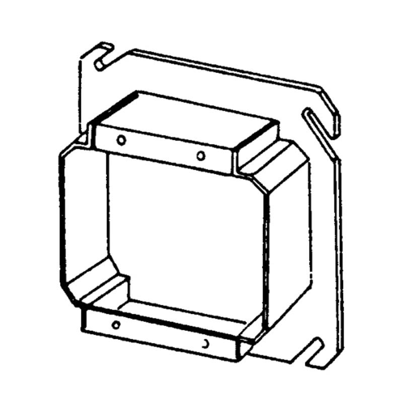 Appleton ETP 847-200 2-Device Raised Square Box Cover, 4 in L x 4 in W x 2 in D, Steel