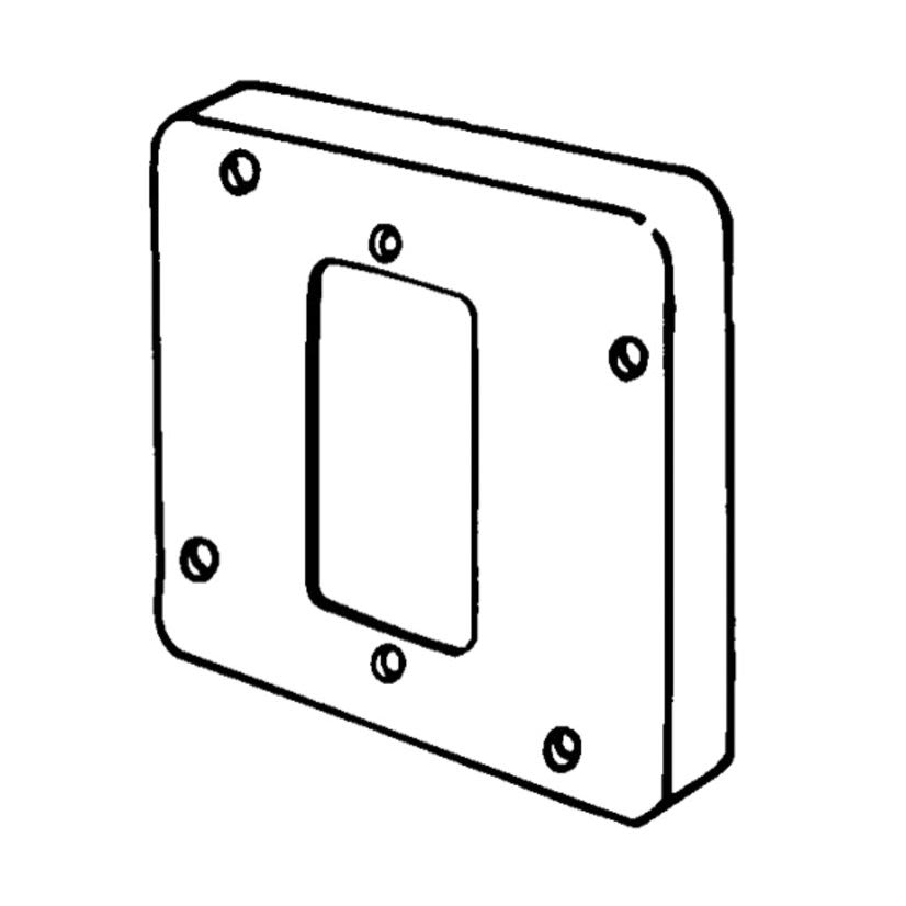 Appleton ETP 8484 Raised Electrical Box Cover, 4-11/16 in L x 4-11/16 in W x 1/2 in D, GFCI Receptacle Cover, Steel