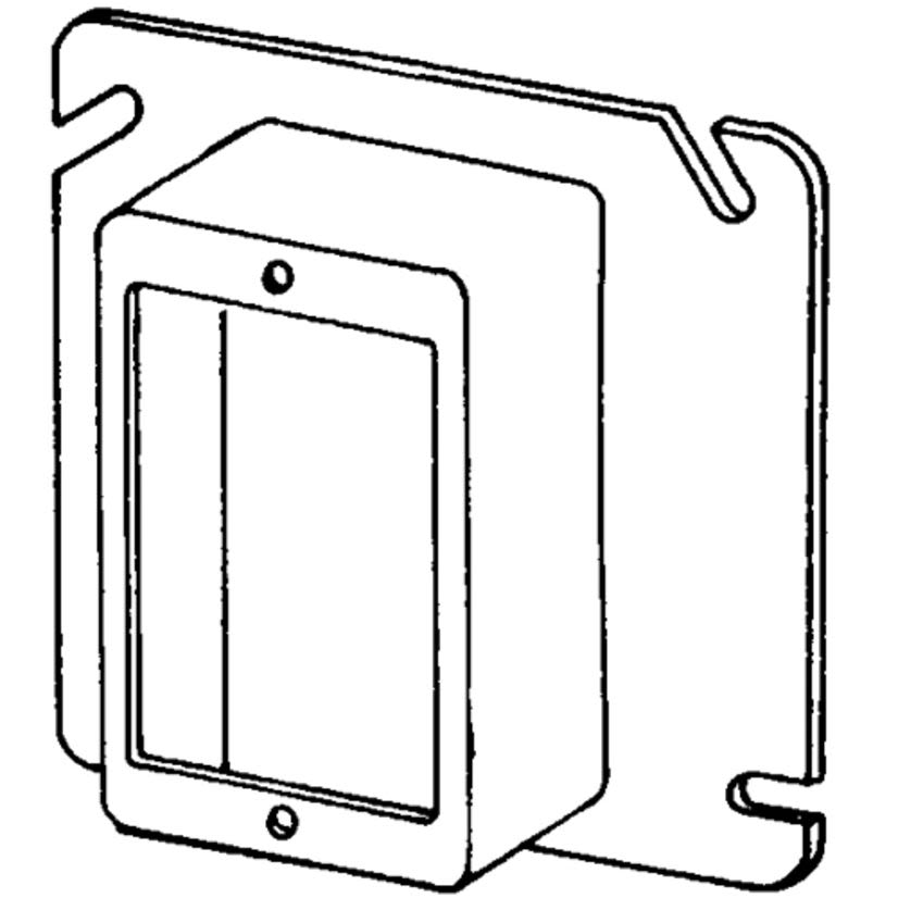 Appleton ETP 8485D 1-Device Raised Square Box Cover, 4-11/16 in L x 4-11/16 in W x 1 in D, Steel