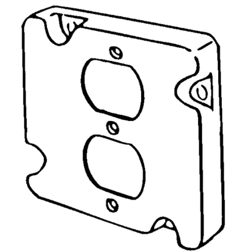 Appleton ETP 8491N Raised Square Box Cover, 4-11/16 in L x 4-11/16 in W x 1/2 in D, Duplex Receptacle Cover, Steel
