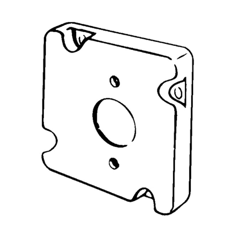 Appleton ETP 8496 Raised Square Box Cover, 4-11/16 in L x 4-11/16 in W x 1/2 in D, Receptacle Cover, Steel