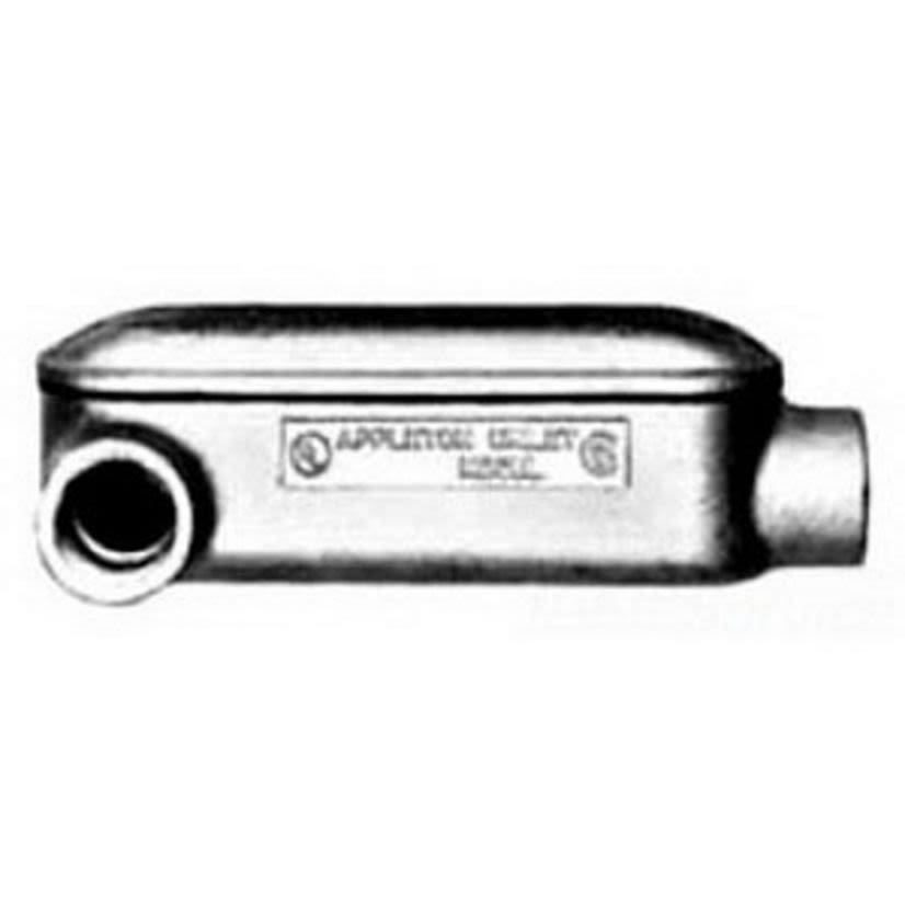 Emerson Electric Appleton® Unilet® BLR200-M Type LR Conduit Body, 2 in Hub, 134 cu-in, Malleable Iron, Tri-Coated