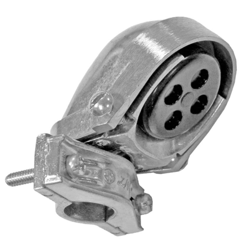 Appozgcomm NEER™ ECO-102 Clamp-On Entrance Cap, 1 in, (5) 1/2 in Hole, For Use With Threaded/Unthreaded Rigid Conduit, IMC/EMT Service Mast, Aluminum