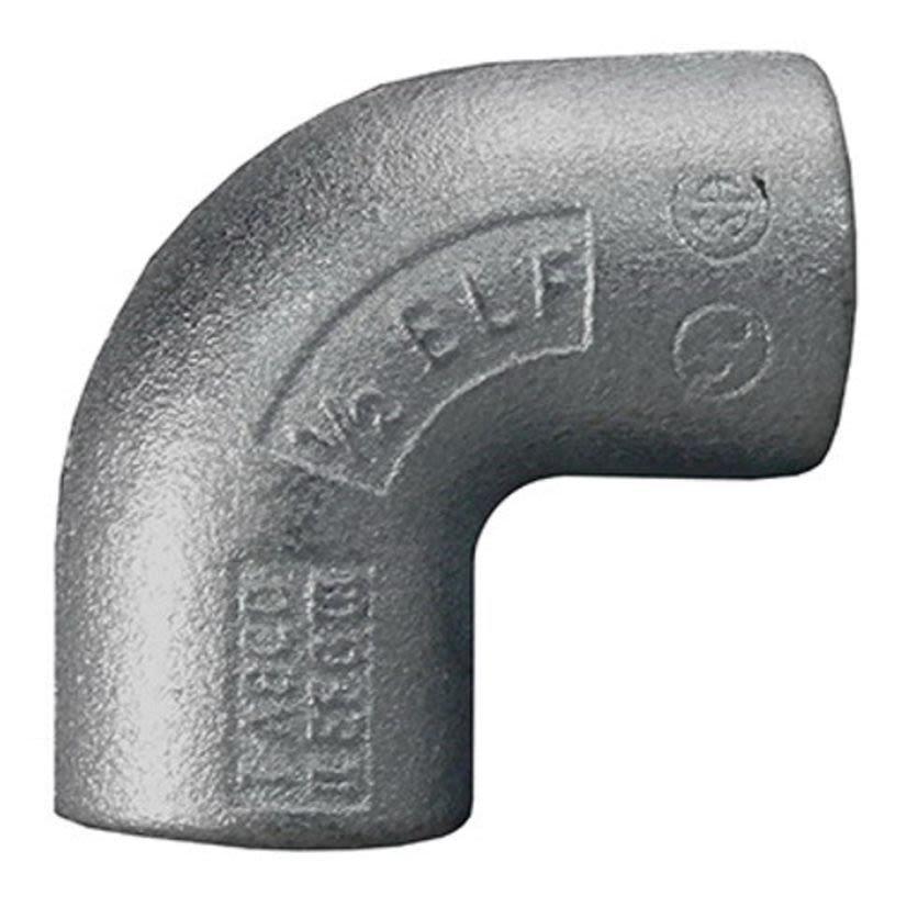 Appleton® UNILETS® ELF90-50 Dust-Ignitionproof Explosionproof Conduit Elbow, 1/2 in Trade, 90 deg, Malleable Iron, Zinc Electroplated