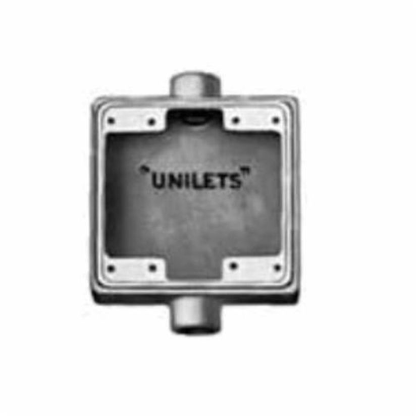 Emerson Electric Appleton® UNILETS™ FDC2100 Type FDC Deep Heavy Duty Device Box With Internal Ground Screw, Malleable Iron, 45 cu-in Capacity, 2 Gangs, 2 Outlets, 2 Knockouts, 4.63 in H x 4.63 in W x 2.69 in D