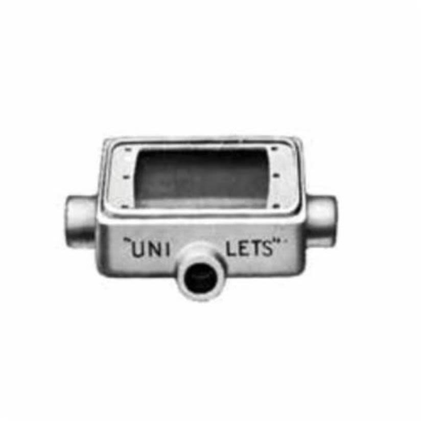 Emerson Electric Appleton® UNILETS™ FSCT150 Type FSCT Heavy Duty Shallow Device Box With Internal Ground Screw, Malleable Iron, 25 cu-in Capacity, 1 Gangs, 3 Outlets, 3 Knockouts, 4.56 in H x 2.81 in W x 2 in D