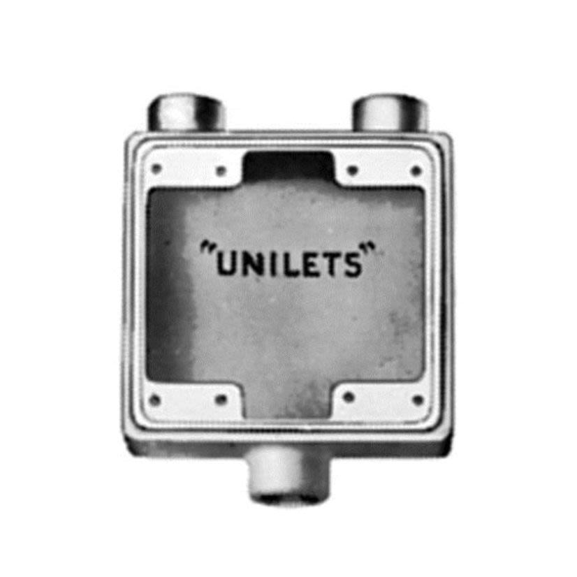 Emerson Electric Appleton® UNILETS™ FSD-2-75 Type FSD Heavy Duty Shallow Device Box With Internal Ground Screw, Malleable Iron, 32 cu-in Capacity, 2 Gangs, 3 Outlets, 3 Knockouts, 4.63 in H x 4.63 in W x 2 in D