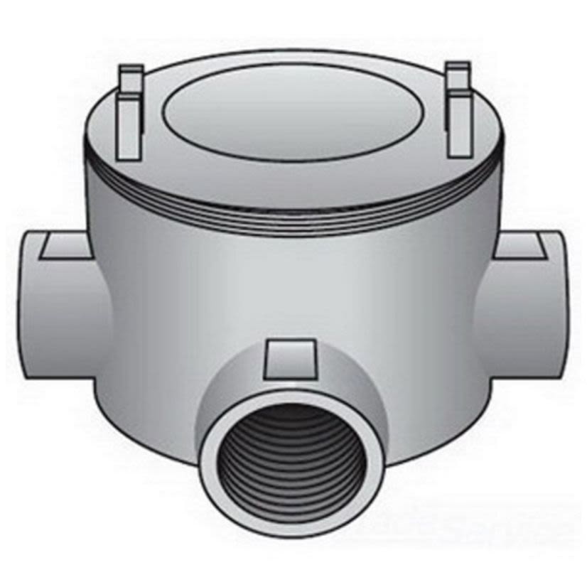 Emerson Electric O-Z/Gedney GUAT-75 Dust-Ignitionproof Explosionproof Conduit Outlet Box, 3/4 in, 3 in Cover Opening, 15 cu-in, Aluminum Enamel/Zinc Electroplated