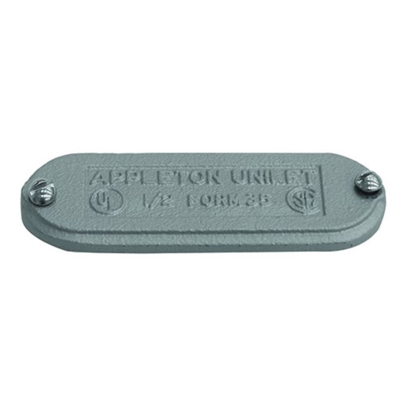 Appleton UNILETS K125&150-CM Blank Conduit Body Cover, 1-1/4 to 1-1/2 in Hub, For Use With Form 35 UNILETS Conduit Outlet Body, Malleable Cast Iron, Triple Coated