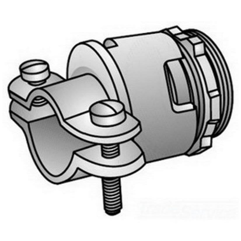 Emerson Electric O-Z/Gedney NEER™ KC-50 Type KC Cable Connector With Locknut, 1/2 in Trade, 1/2 to 29/32 in Cable Openings, For Use With Armored/FMC/Interlocked Metal Clad/Non-Metallic/Service Entrance Cable, Malleable Iron, Zinc Electroplated