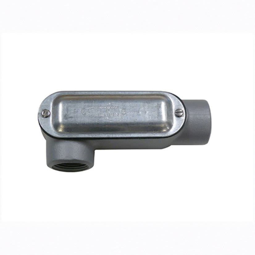 Emerson Electric O-Z/Gedney LL-75CG Type LL Conduit Outlet Body With Cover and Gasket, 3/4 in Hub, 7.5 cu-in, Malleable Iron, Aluminum Enamel/Zinc Electroplated