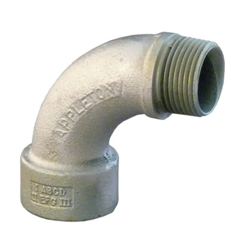 Appleton® LMFL90-50 Long Bushed Elbow, 1/2 in Trade, 90 deg, Malleable Iron, Triple Coated