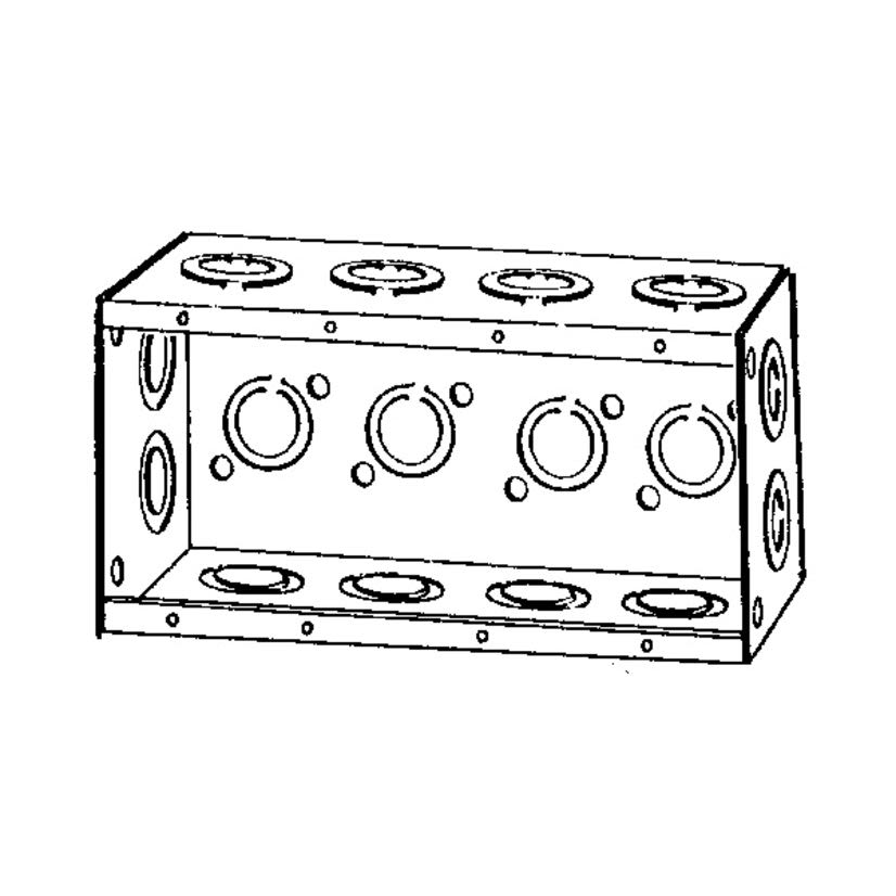 Appleton M4-250 M4 Series Non-Gangable Masonry Box, Steel, 67 cu-in, 4 Gangs, 16 Outlets, 16 Knockouts