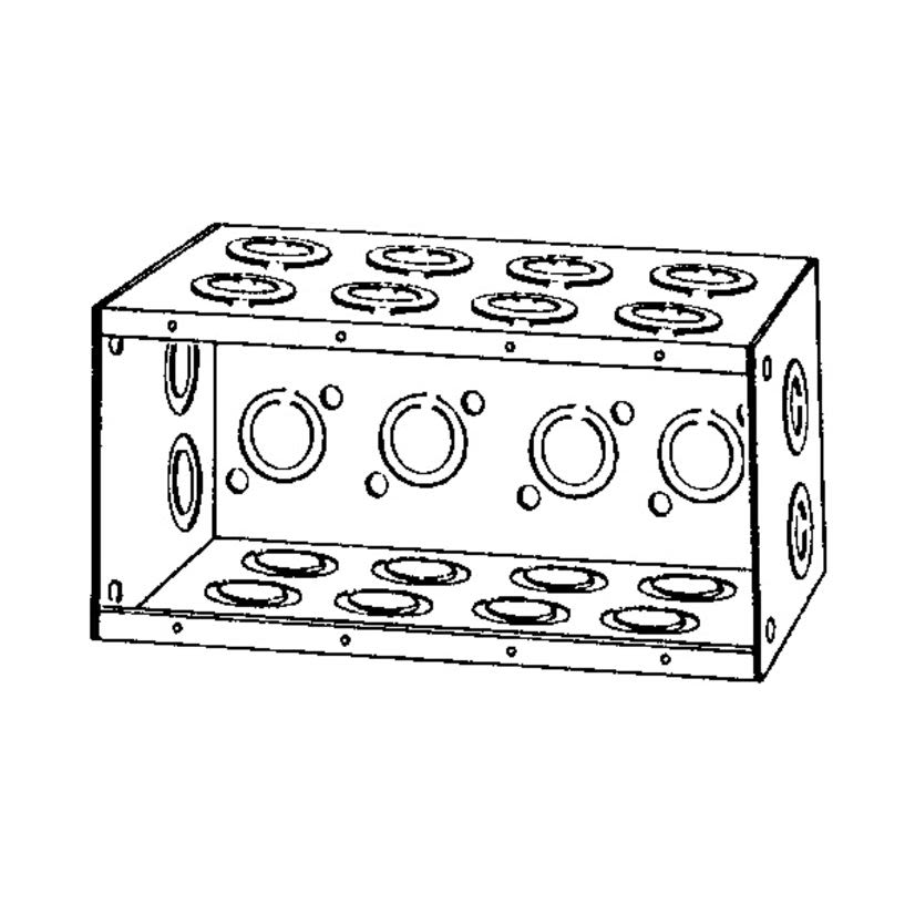 Appozgcomm M4-350 M4 Series Non-Gangable Masonry Box, Steel, 92 cu-in, 4 Gangs, 24 Outlets, 24 Knockouts