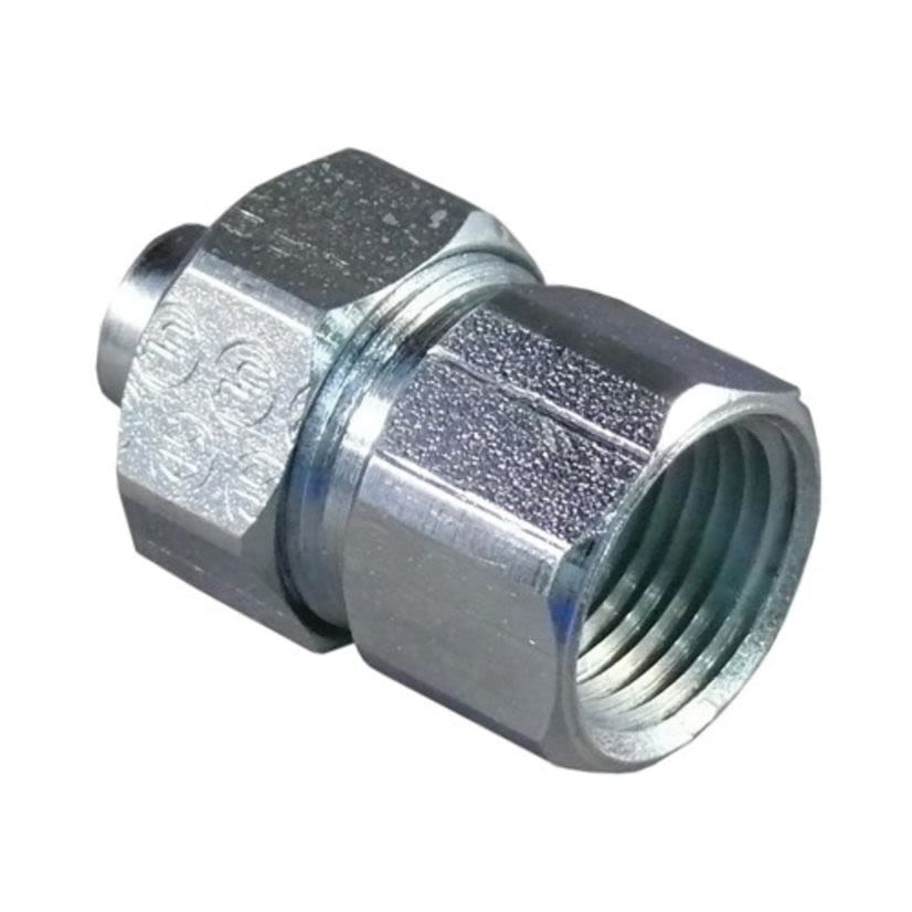 Appleton® ST-75F Liquidtight Oiltight Raintight Conduit Connector With Threaded Hub, 3/4 in Trade, Straight, Steel, Zinc Electroplated