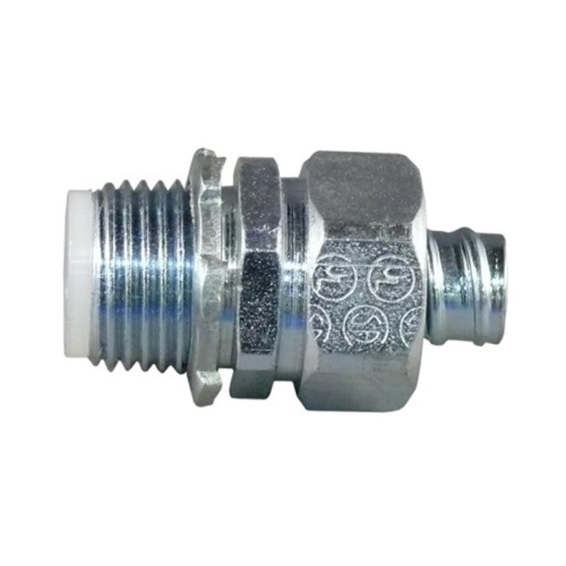 Appleton® STB-100 Liquidtight Oiltight Raintight Conduit Connector With Insulated Throat, 1 in Trade, Straight, Steel, Zinc Electroplated