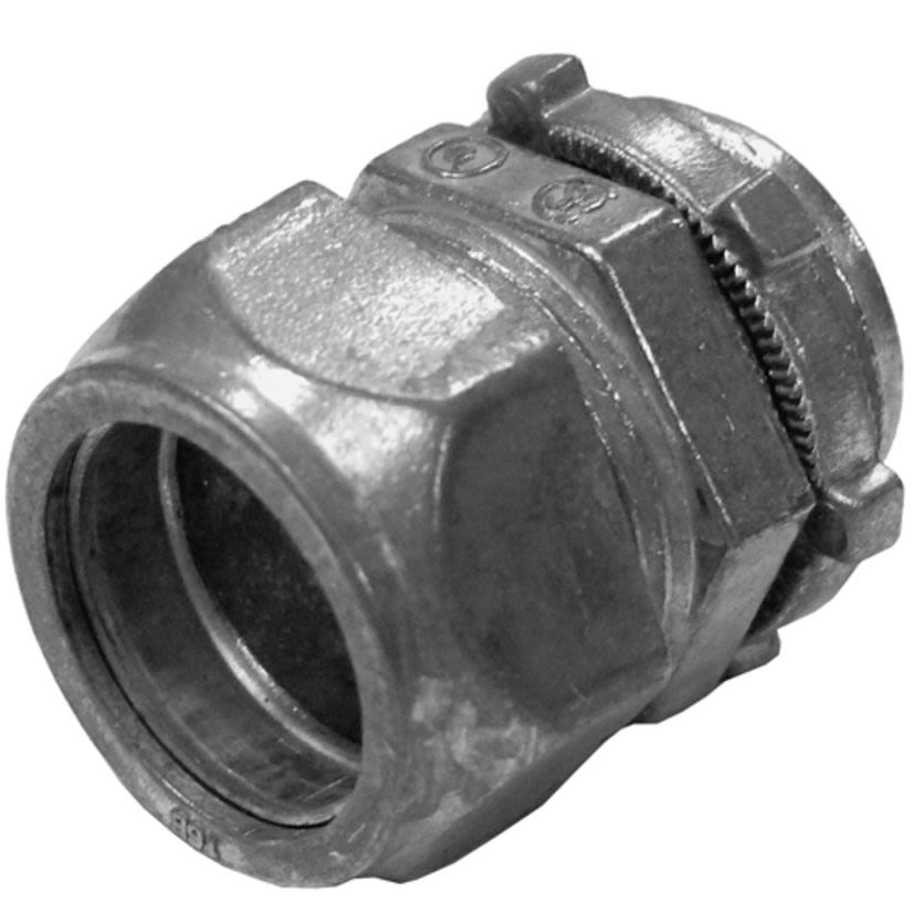 Appleton® NEER™ TC-604 TC-600 Non-Insulated Straight Gland Compression Connector With Locknut, 1-1/4 in Trade, For Use With EMT Conduit, Die Cast Zinc, Natural