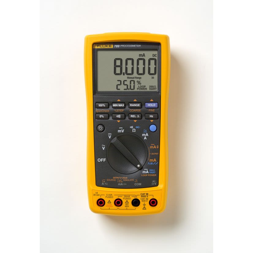 Fluke FLUKE-789 Process Meter, 0 to 1000 V AC/DC, 0 to 1 A, Multi-Line LCD Display, Plastic