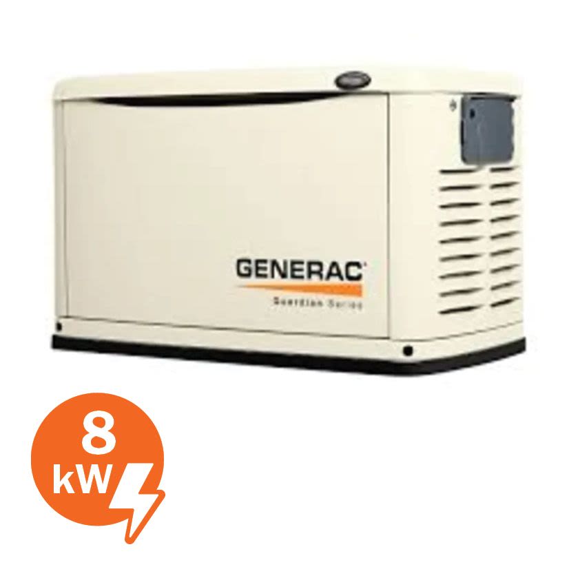 Generac 6245 Guardian Air Cooled Generator, 240 V AC, 33.3 A, 8/7 kW Power Rating