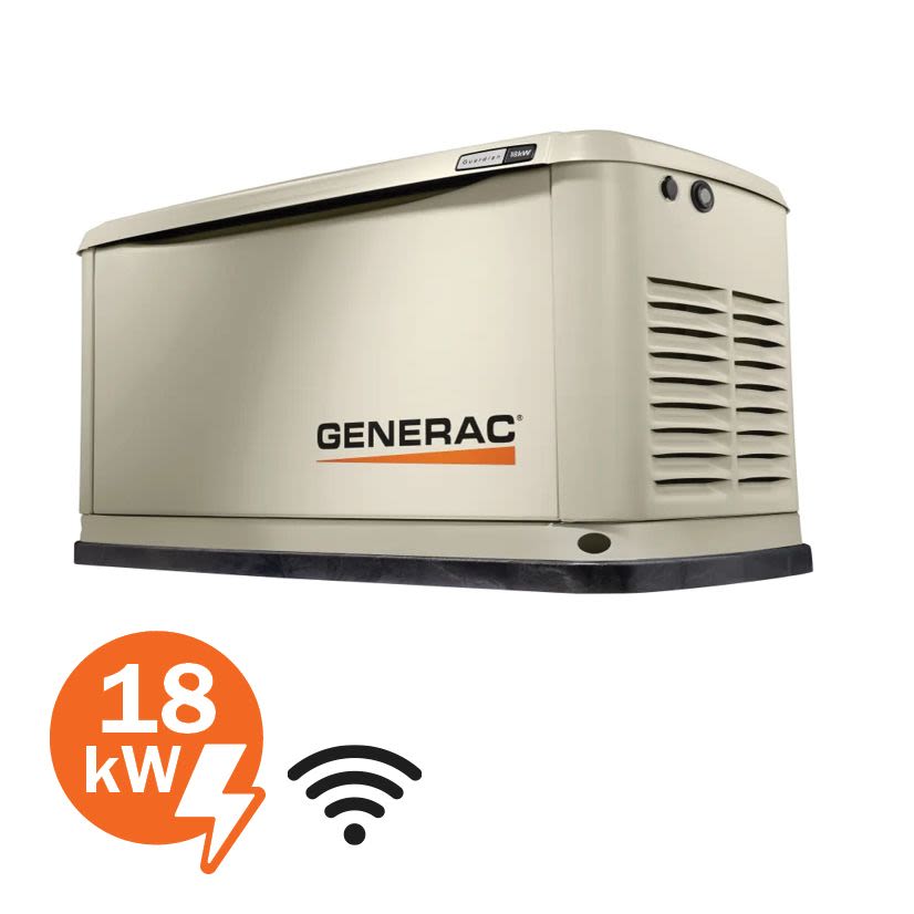 Generac 7226 Guardian Series 1-Phase Air-Cooled Standby Generator With Free Mobile Link, 240 V AC, 70.8/75 A, 60 Hz, 17/18 kW Power Rating
