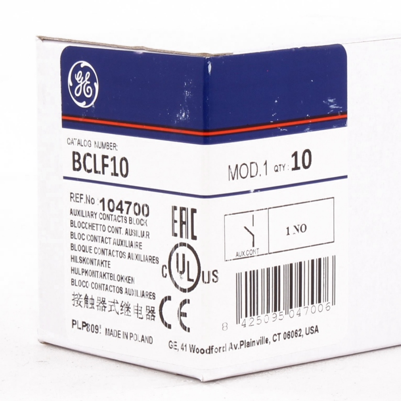 GE BCLF10 1-Pole Auxiliary Contact Block, 0.41 A, 1NO Contacts