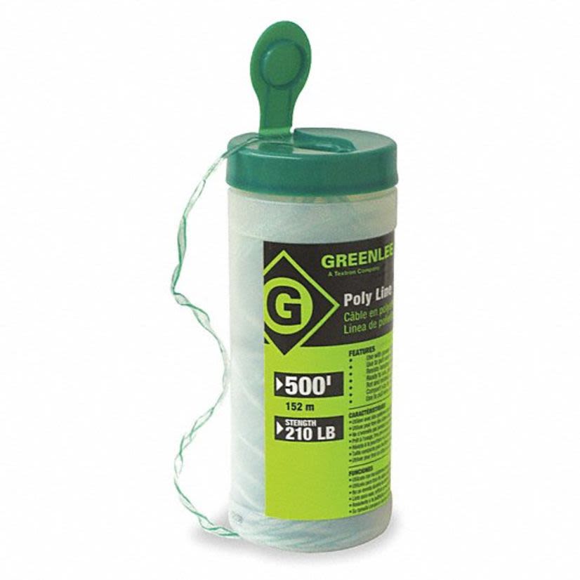 Greenlee 430-500 Spiral Wrap Tracer Twine Poly Line, 210 lb Tensile Strength, 500 ft L, Polypropylene, For Use With Power Fishing System
