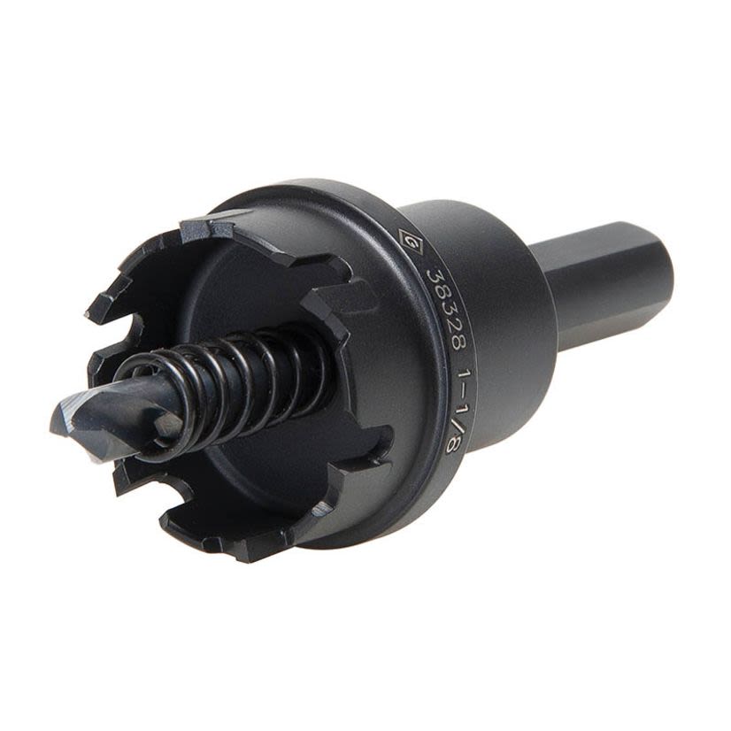 Greenlee 625-1-1/8 Hole Cutter, 1-1/8 in Dia, 8 ga D Cutting, Tungsten Carbide Tip Cutting Edge