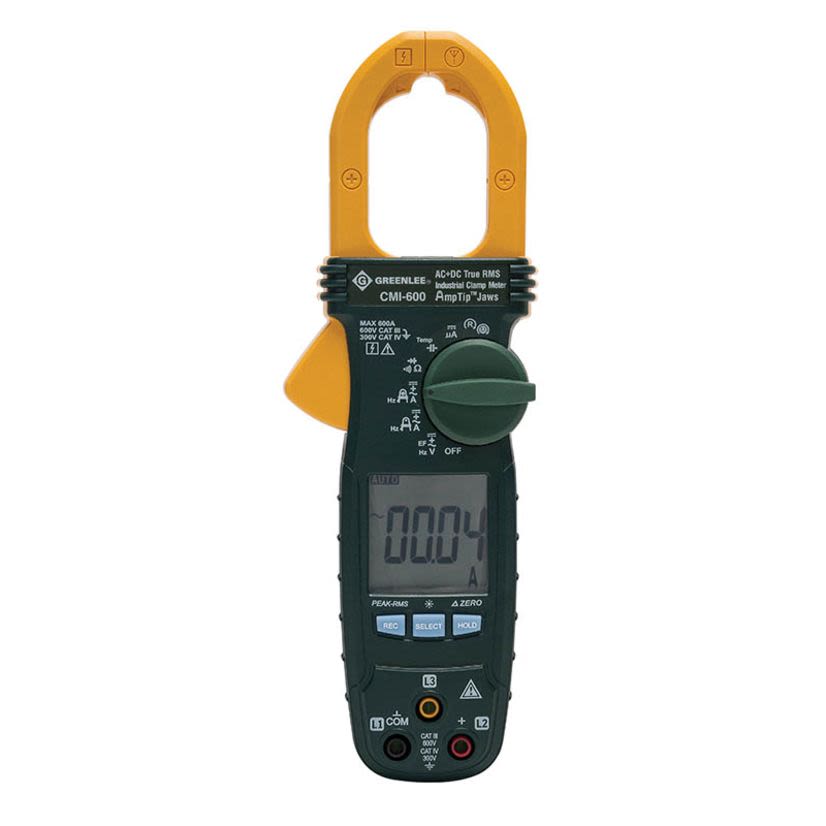 Greenlee CMI-600 AC Non-Contact Clamp Meter, 60/600 A at 600 V AC/DC, 600 Ohm/6/60 kOhm, 50/60 Hz, 1.18 in Jaw, LCD Display