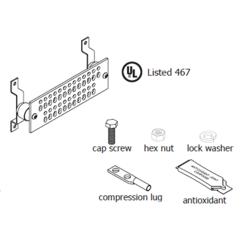 Harger GBI14412MKT Grounding Bar Kit, 12 in L x 4 in W, 48 Holes