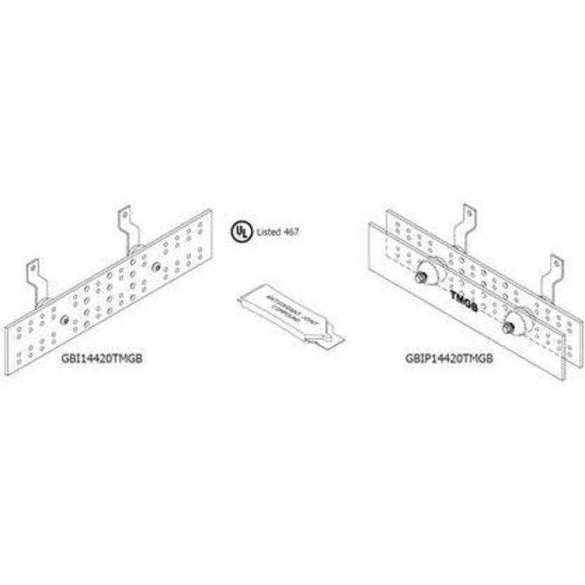 Harger GBI14412TMGB TIA-607 Style Ground Bar, 12 in L x 4 in W x 1/4 in H
