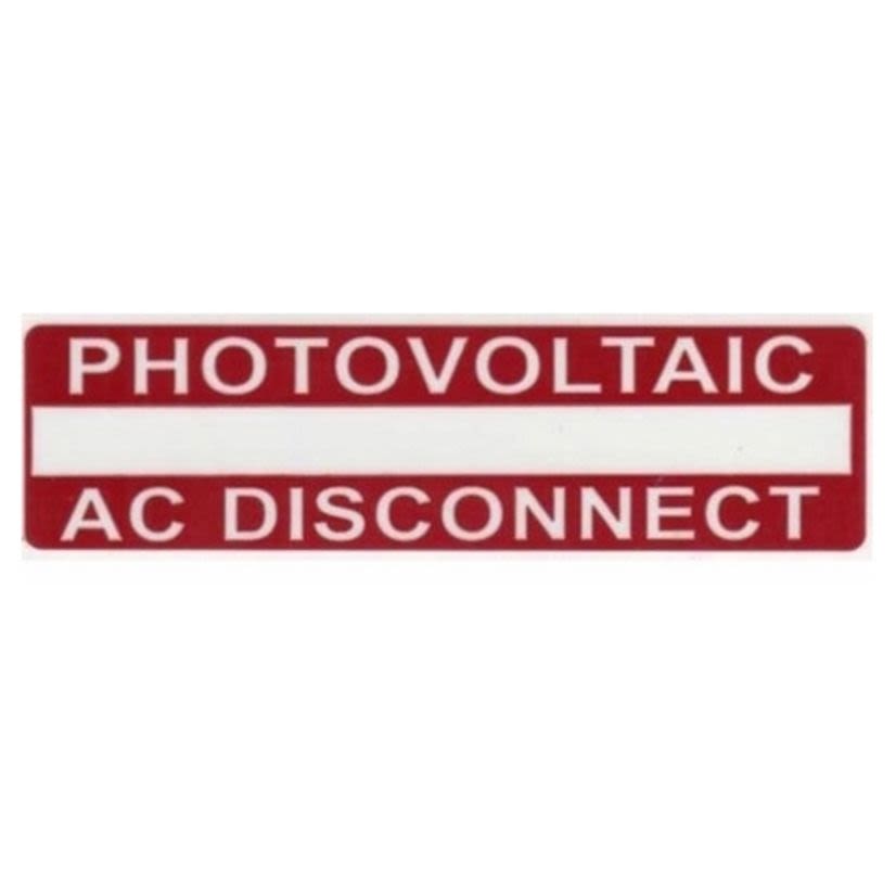 HellermannTyton 596-00237 ACDISCT Printable Solar Installation Label, 1 in H x 3-3/4 in W x 64 mm THK, Red/White, Type 840/926 UV Stable Clear Polyester (PET)