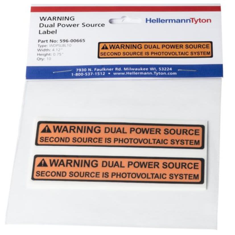 HELLERMANNTYTON 596-00665 DUAL POWER SOURCE LABEL,4.12" X .75",