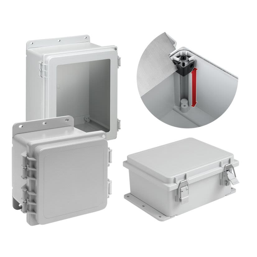 nVent HOFFMAN POLYPRO A664PHCW PCR Lightweight Enclosure, 6.12 in L x 6.12 in W x 4.38 in D, NEMA 4X/IP66 NEMA Rating, Polyester