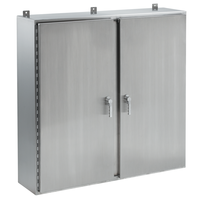 nVent HOFFMAN A24H4808WFSSLP3PT A4SW 2-Door Enclosure With Handle, 24 in L x 48 in W x 8 in D, NEMA 4X/IP66 NEMA Rating, 304 Stainless Steel
