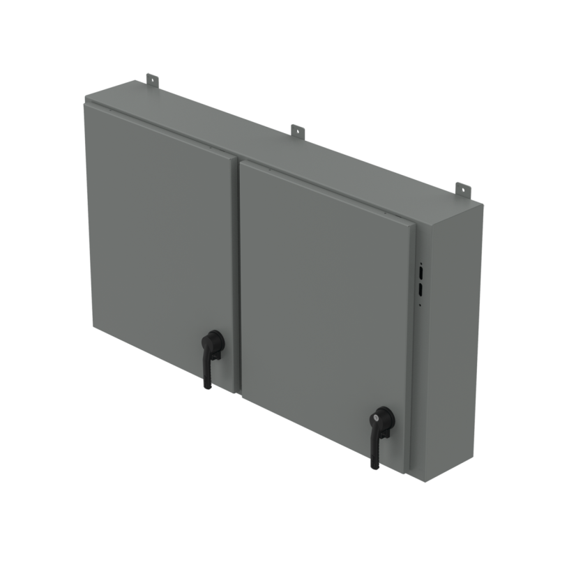 nVent HOFFMAN A42X2E5410 A26M2 2-Door Low Profile Disconnect Enclosure With Handle, 42 in L x 54-1/2 in W x 10 in D, NEMA 12/IP55 NEMA Rating, Steel