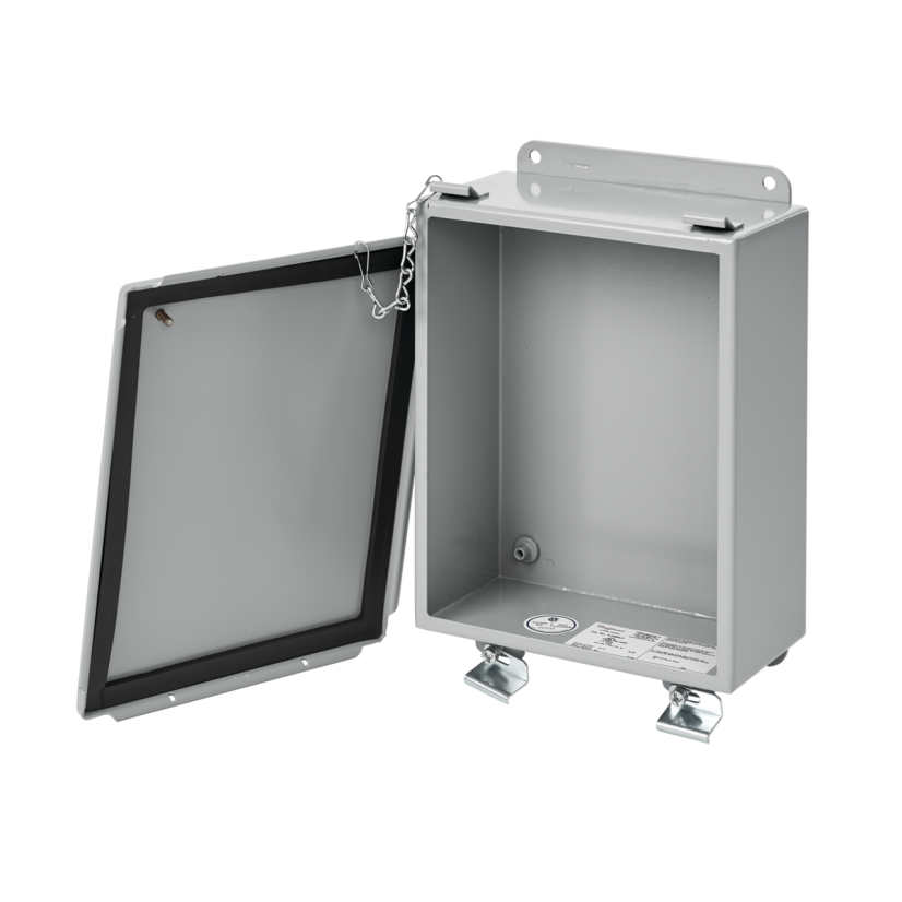 Hoffman A404LP Junction Box, 4 in H x 4 in W x 3 in D, Lift-Off/Screw Clamp Cover, NEMA 12/13/IP65 NEMA Rating, Steel