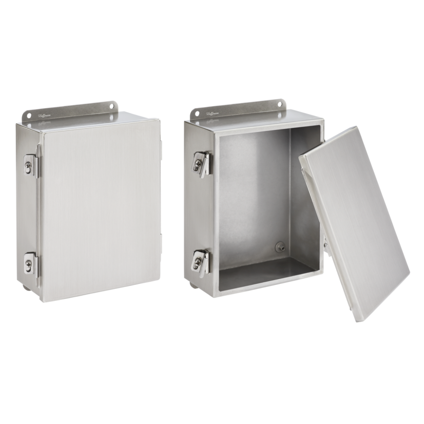 Hoffman A1008NFSS Junction Box, 10 in H x 8 in W x 4 in D, Screw Clamp/Solid Cover, NEMA 4X/IP66 NEMA Rating, 304 Stainless Steel