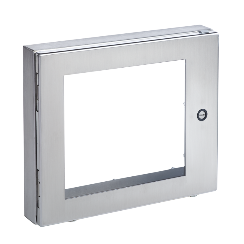 nVent HOFFMAN AWDH2420N4 A80W Deep Hinged Window Kit, 18.68 in H x 11.41 in W, 22.19 in H x 16.14 in W x 2.73 in D, Steel, Medium Gray, Polyester Powder Painted