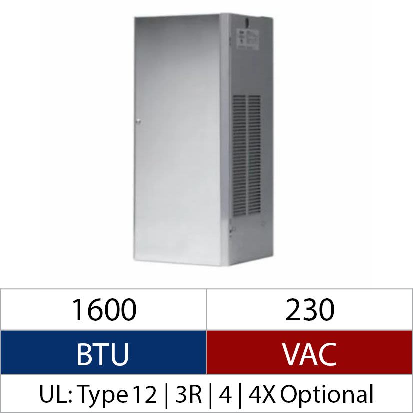 Hoffman Spectracool ProAir CR230226G028 MCL Enclosure Air Conditioner, 230 V AC, 2.7/2.5 A, 50/60 Hz, NEMA 3R/4/12 Enclosure, 1600 Btu/hr