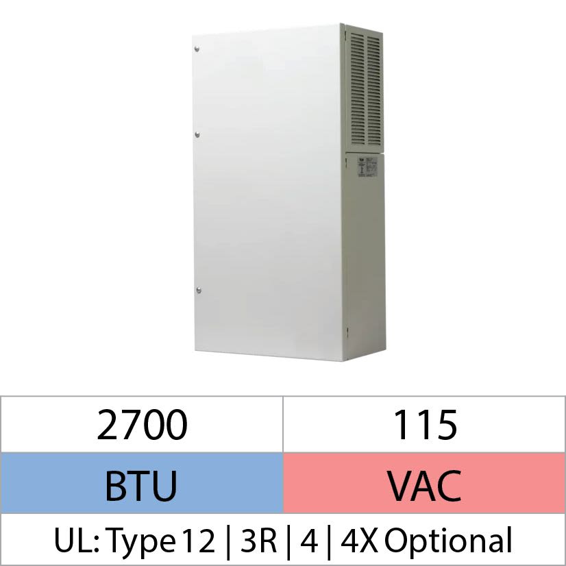nVent HOFFMAN ProAir CR290216G002 MCL 1-Phase Indoor Sealed Enclosure Air Conditioner, 115 V AC, 7.4 A, 50/60 Hz, NEMA 3R/4/12 Enclosure, 3000 Btu/hr