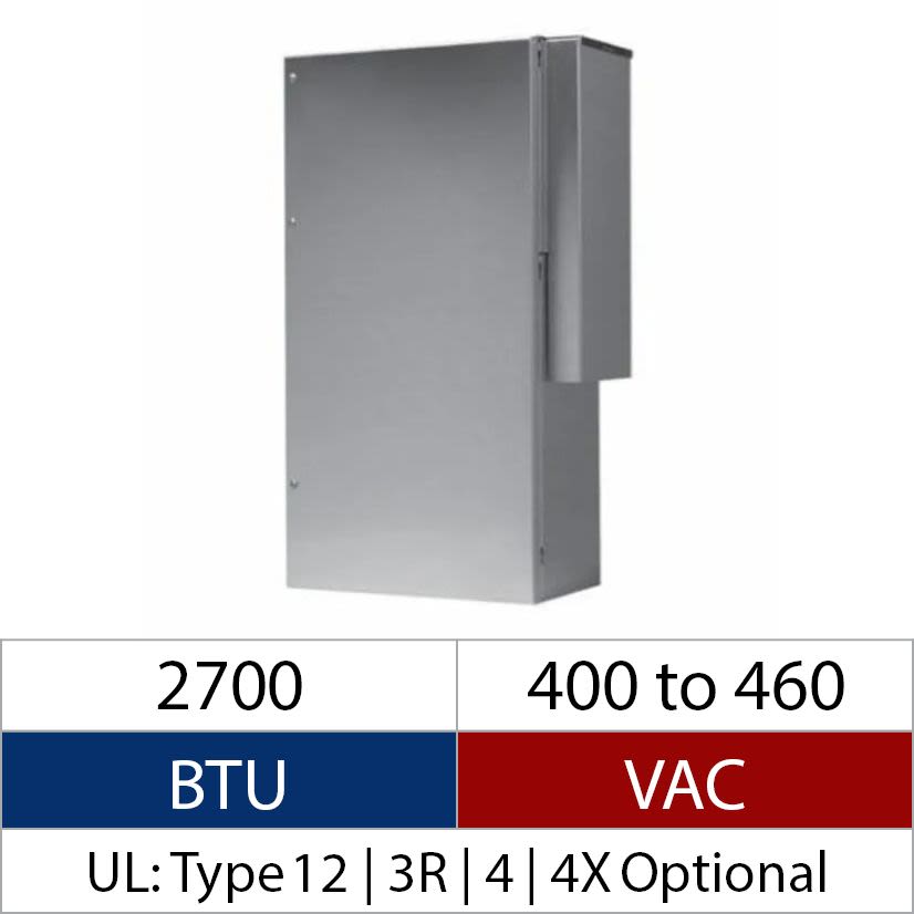 nVent HOFFMAN ProAir CR290226G045 MCL Indoor/Outdoor/Corrosion Sealed Enclosure Air Conditioner, 400 to 460 V AC, 1.9 A, 50/60 Hz, NEMA 3R/4/4X/12 Enclosure, 2700 Btu/hr
