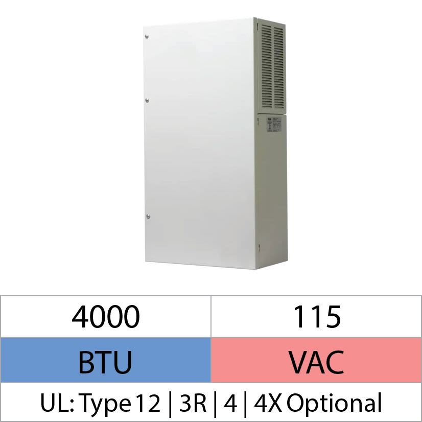 nVent HOFFMAN ProAir™ CR290416G002 MCL 1-Phase Indoor Sealed Enclosure Air Conditioner, 115 VAC, 9.6/10.7 A, 50/60 Hz, NEMA 12/3R/4 Enclosure, 2800 Btu/hr