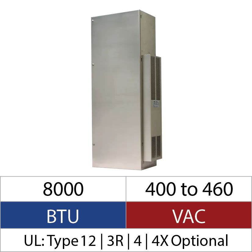 nVent HOFFMAN ProAir™ CR430846G401 MCL Indoor/Outdoor/Corrosion Sealed Enclosure Air Conditioner, 400 to 460 VAC, 3.6 A, 50/60 Hz, NEMA 12/3R/4/4X Enclosure, 8000 Btu/hr