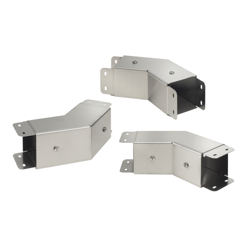 nVent HOFFMAN Clean Tray® CT44EFC45SS F23 Elbow With Front Cover, 4 in W Tray, 45 deg, 304 Stainless Steel