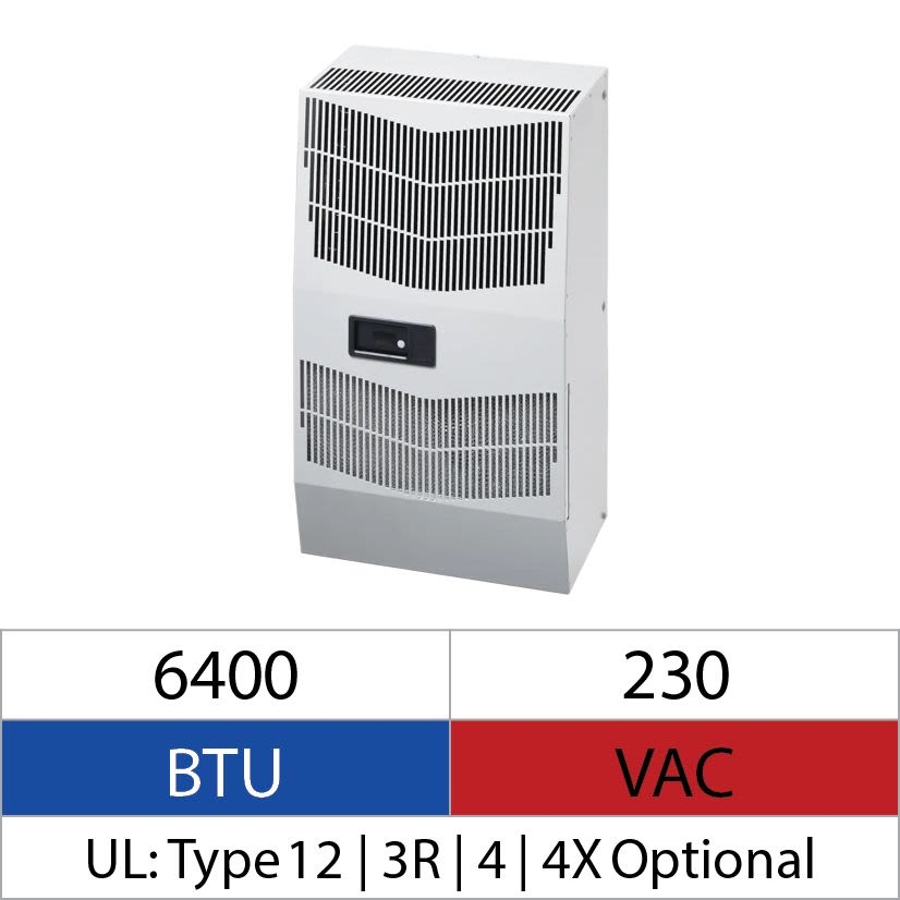 nVent HOFFMAN Spectracool G280626G050 MCLG 1-Phase Indoor Enclosure Air Conditioner, 230 V AC, 4.6/5.8 A, 50/60 Hz, NEMA 3R/4/12 Enclosure, 6400 Btu/hr