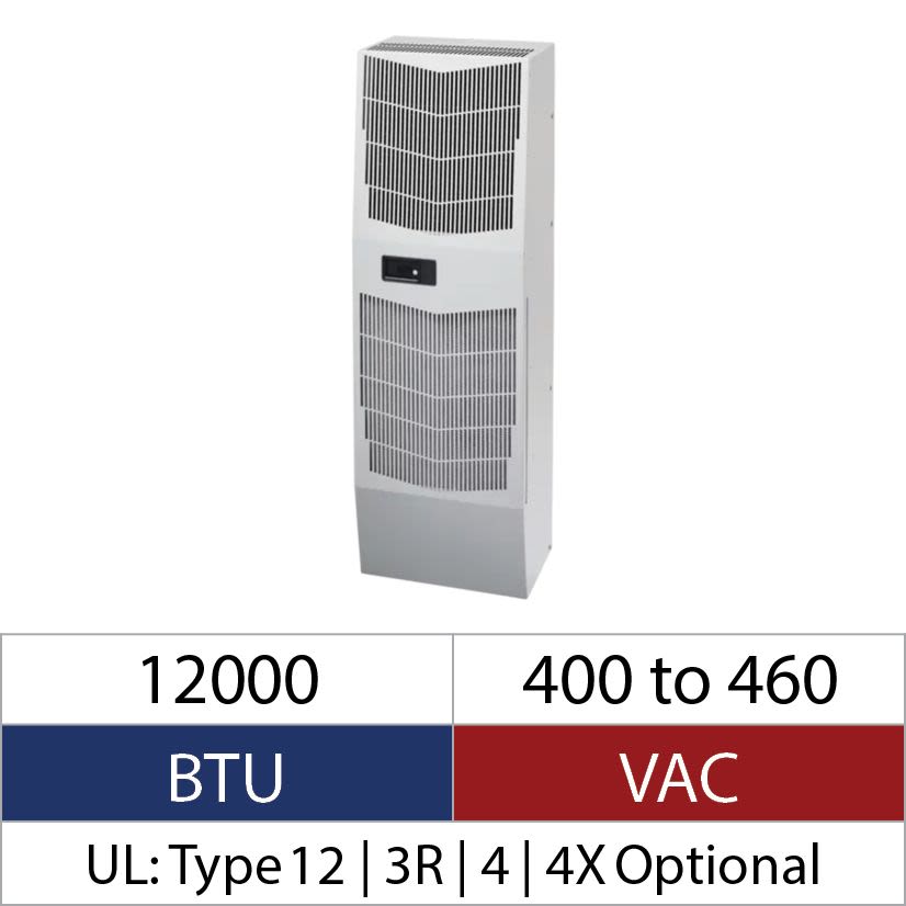 Hoffman Spectracool G521246G051 MCLG 3-Phase Indoor Enclosure Air Conditioner, 400 to 460 V AC, 3.5 A, 50/60 Hz, NEMA 4X Enclosure, 12000 Btu/hr