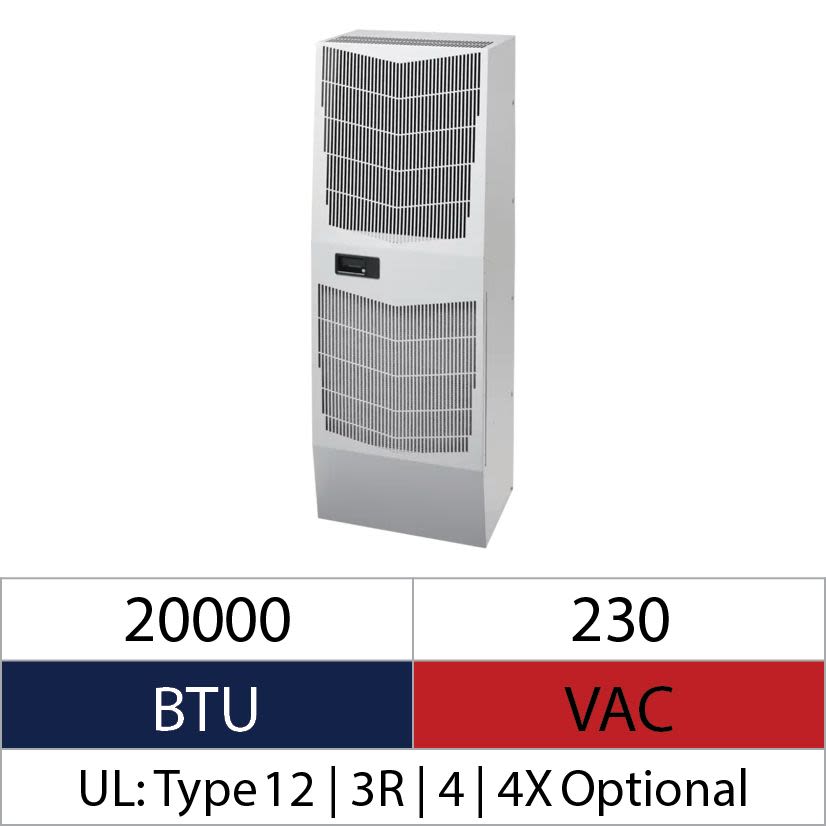 nVent HOFFMAN Spectracool G572026G050 MCLG 1-Phase Indoor Enclosure Air Conditioner, 230 V AC, 22.2 A, 50/60 Hz, NEMA 3R/4/12 Enclosure, 20000 Btu/hr