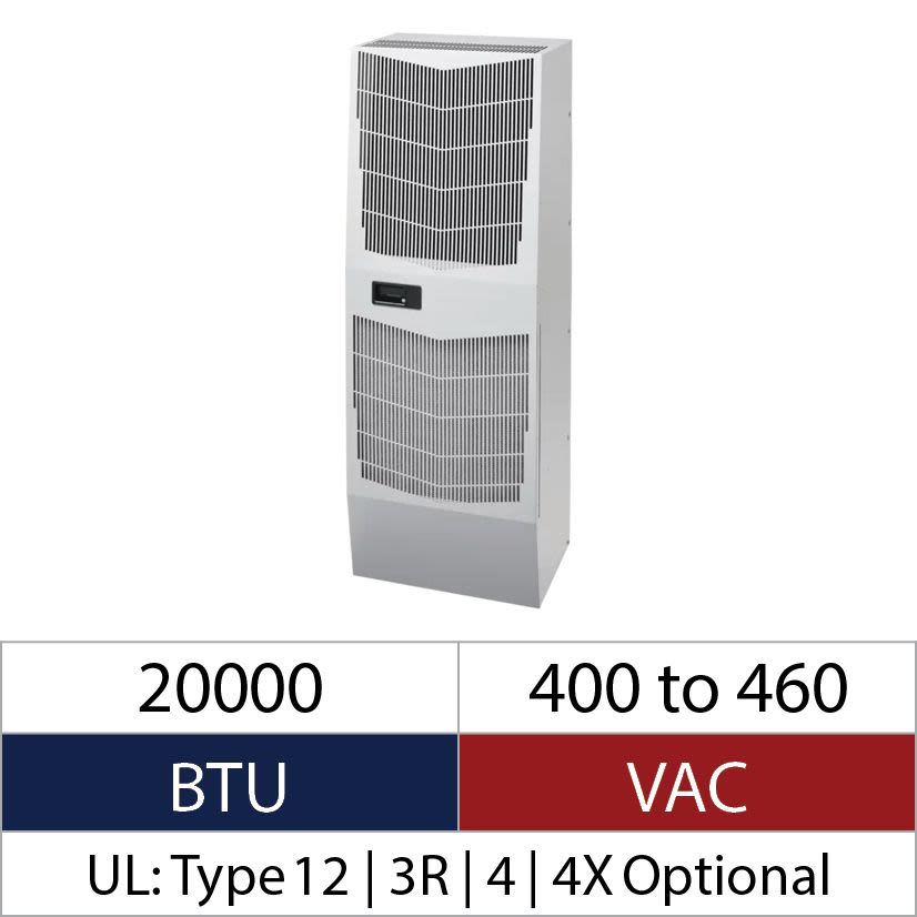 nVent HOFFMAN Spectracool G572046G050 MCLG 3-Phase Indoor Enclosure Air Conditioner, 400 to 460 V AC, 6.8 A, 50/60 Hz, NEMA 3R/4/12 Enclosure, 20000 Btu/hr