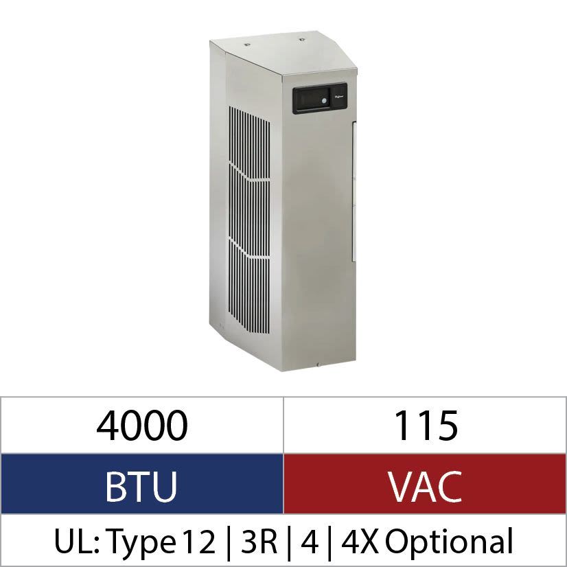 nVent HOFFMAN Spectracool™ N280416G051 MCLG Indoor Narrow Enclosure Air Conditioner, 115 VAC, 10 A, 50/60 Hz, NEMA 4X Enclosure, 4000 Btu/hr