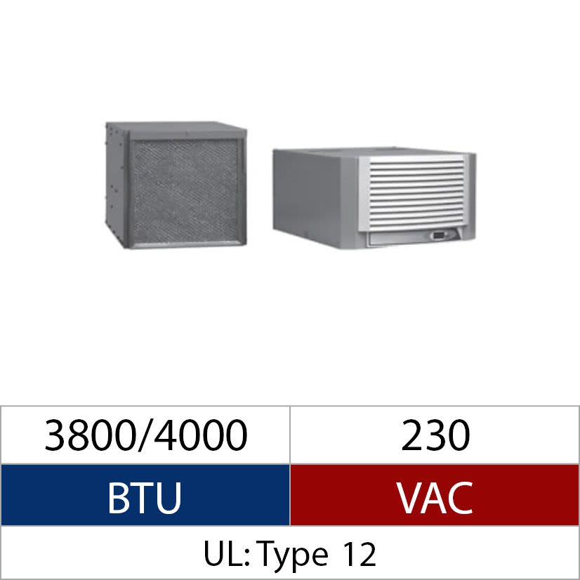 Hoffman McLean RCR110426G002 MCL Enclosure Air Conditioner, 230 V AC, 7.1 A, 50/60 Hz, NEMA 12 Enclosure, 3800/4000 Btu/hr